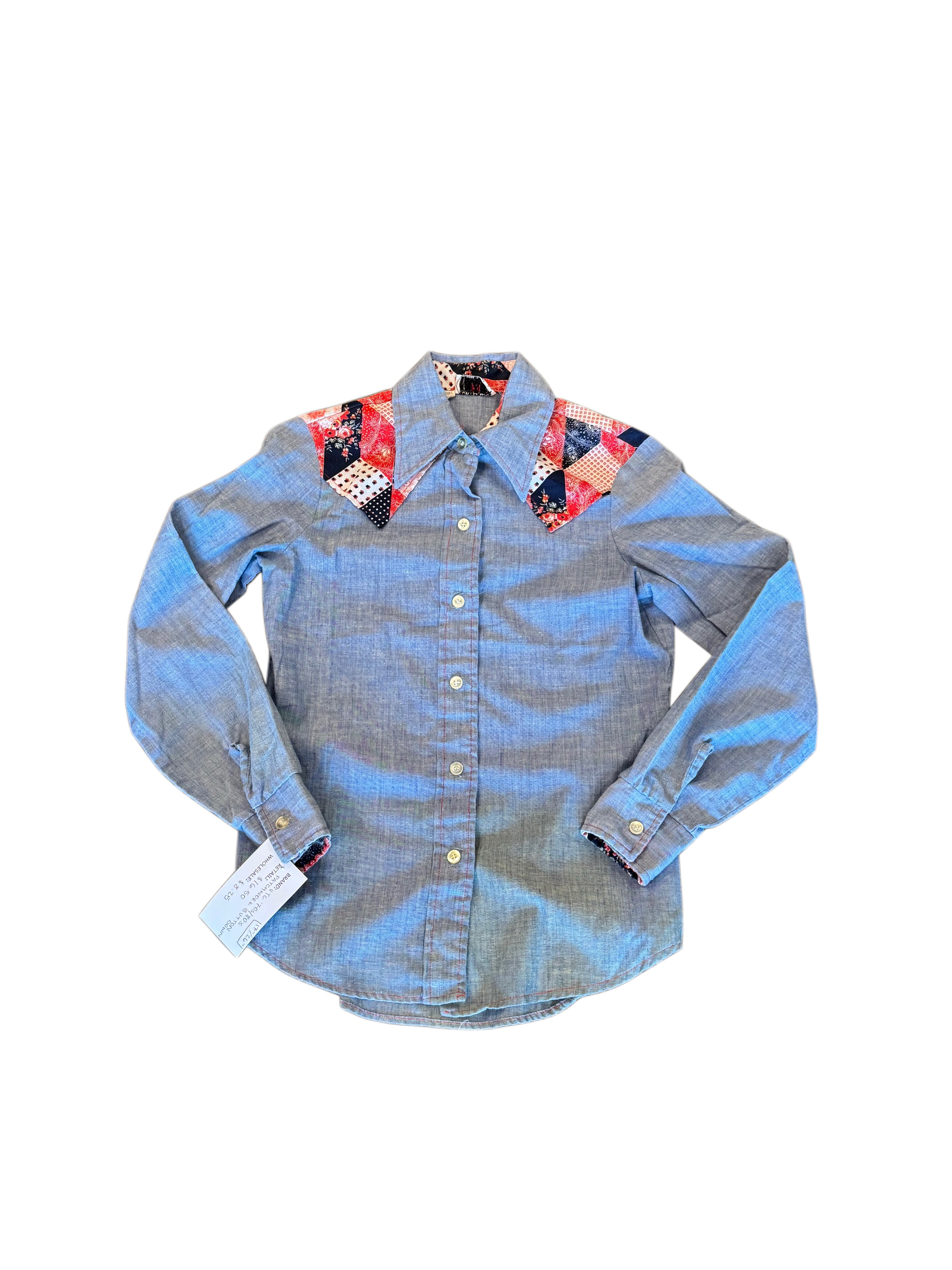 VTG 70's/ 80's Patchwork Button Down