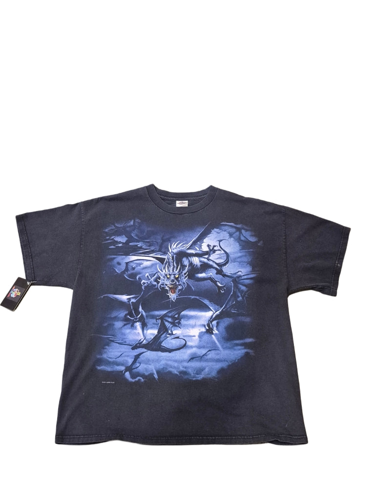 Y2K liquid blue dragon XL