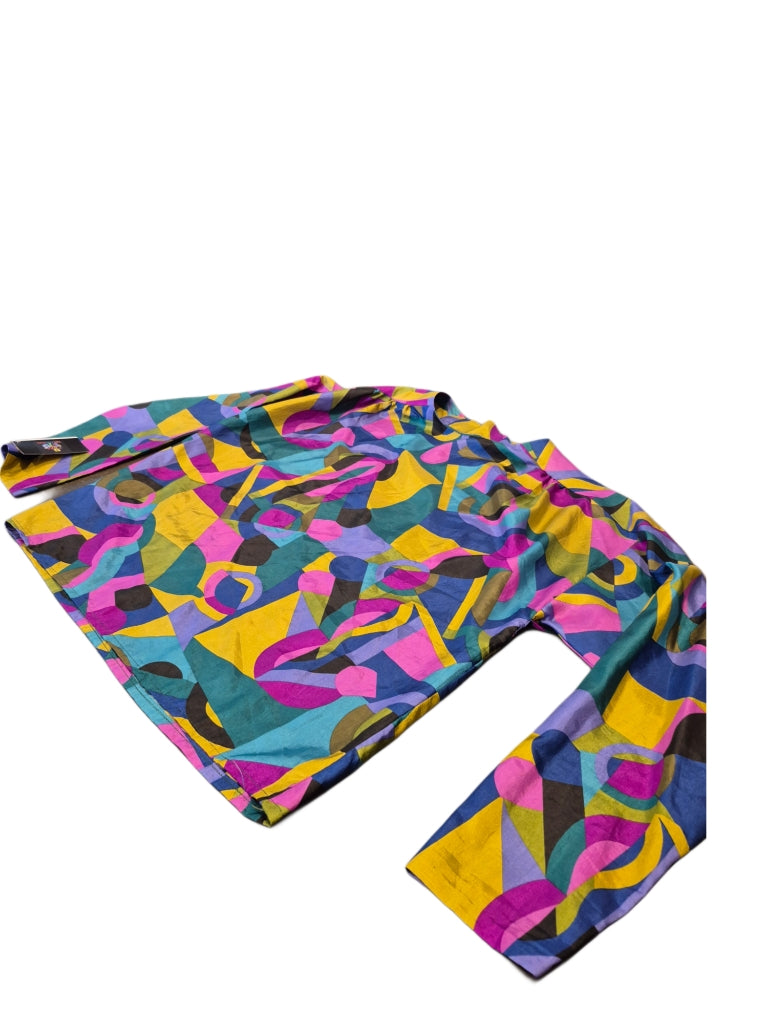 VTG silk colorful pull over blouse