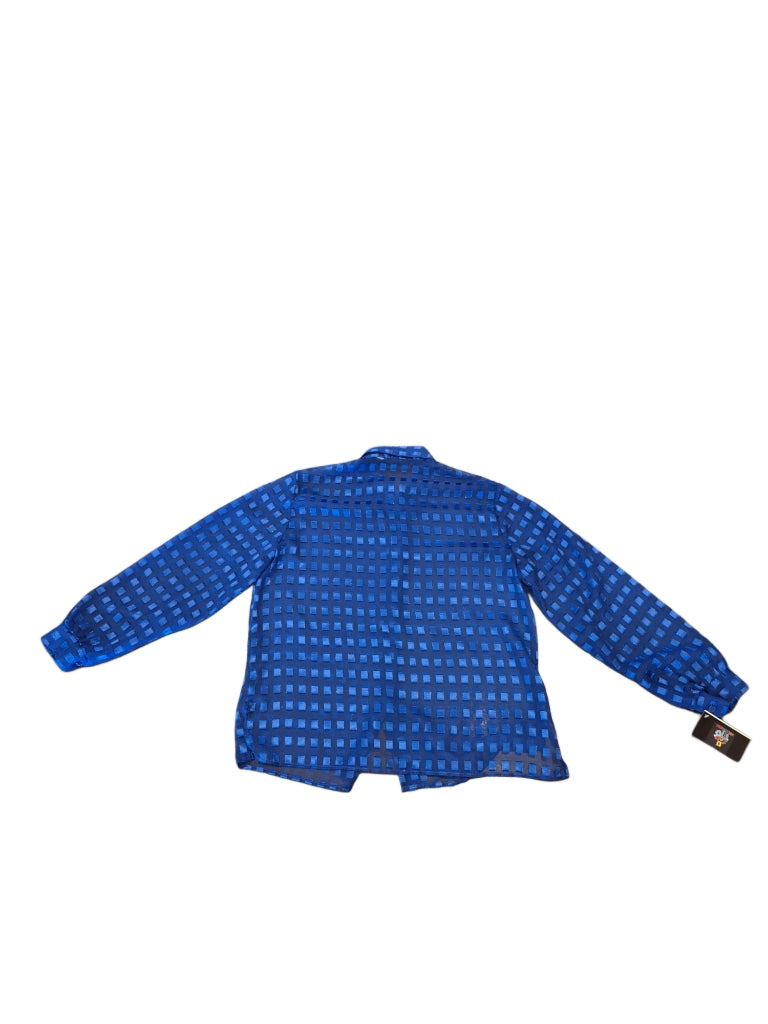 VTG blue silk blouse Size L
